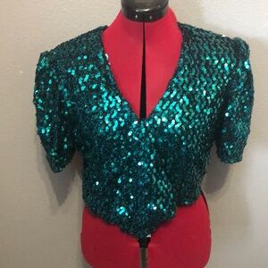 Vintage Evening Jacket Women's S Sequins Sparkling dinner Formal party Cocktail